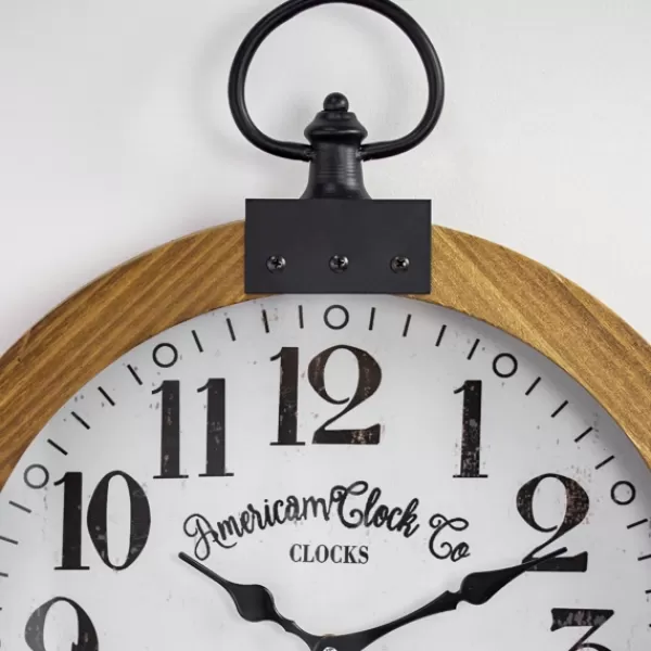 Clocks-Kirkland's Home Vintage Pocket Watch Wooden Wall Clock