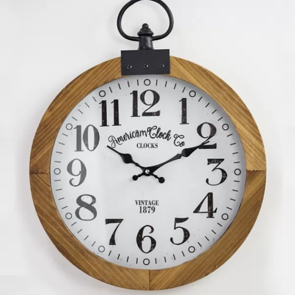 Clocks-Kirkland's Home Vintage Pocket Watch Wooden Wall Clock