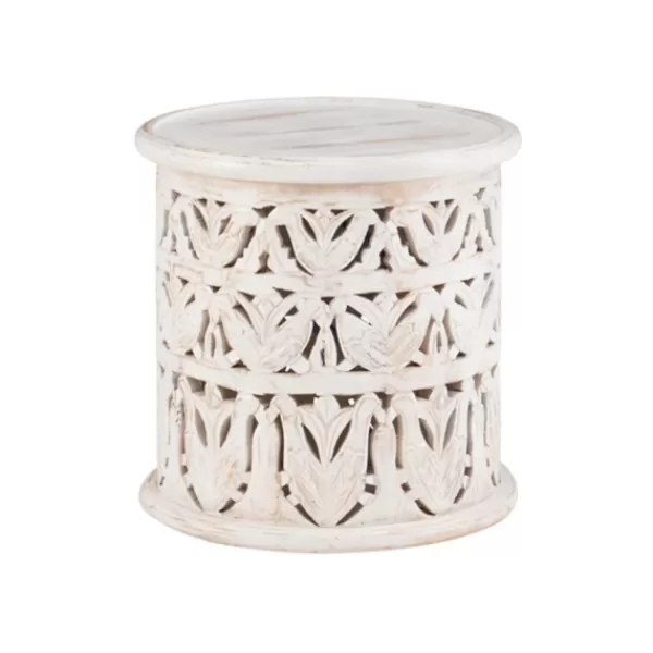 Accent & End Tables-Kirkland's Home Vintage Wood Carved Birds Accent Table White