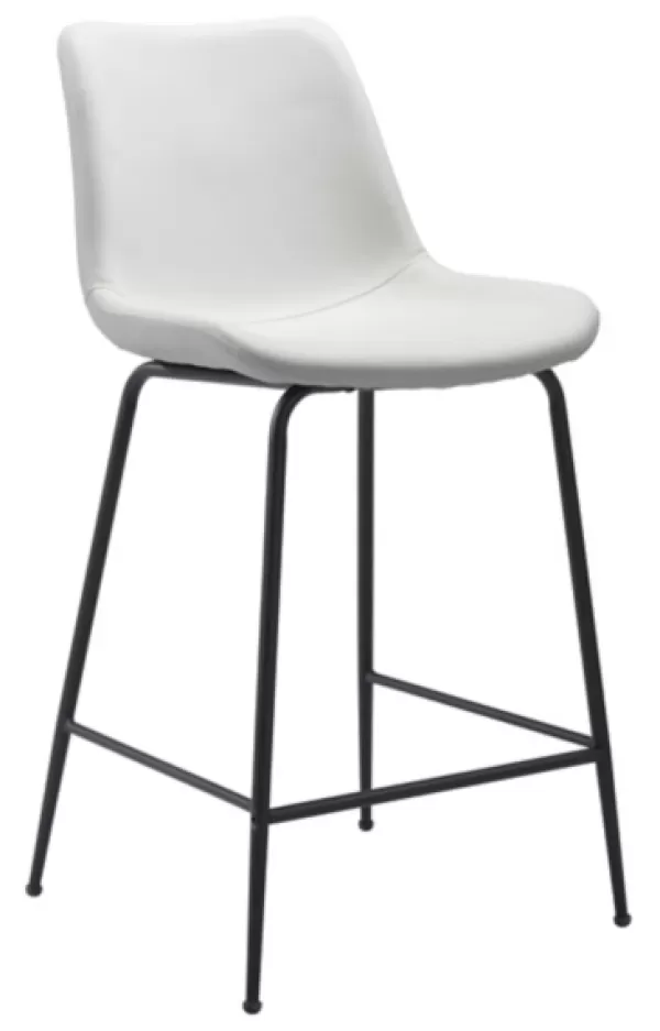 Bar Stools & Counter Height Stools-Kirkland's Home Vinyl And Steel Counter Stool White