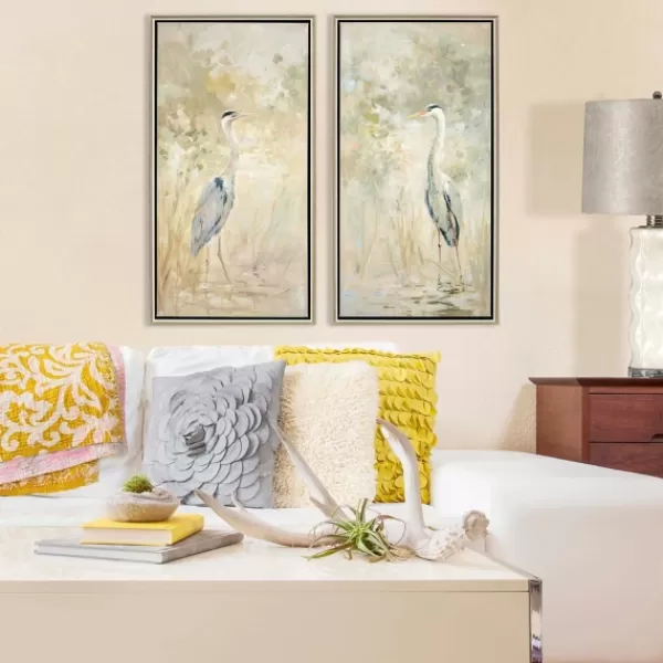 Framed Art-Kirkland's Home Wading Heron 2-Pc. Floater Framed Art Print Set Tan