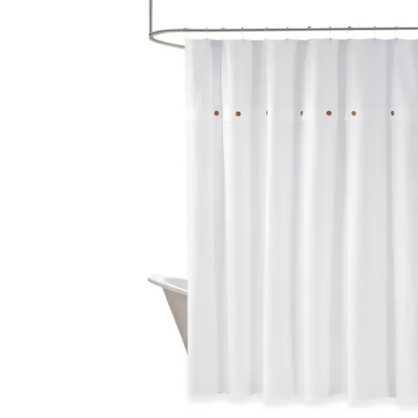 Shower Curtains-Kirkland's Home Waffle Weave Cotton Shower Curtain White