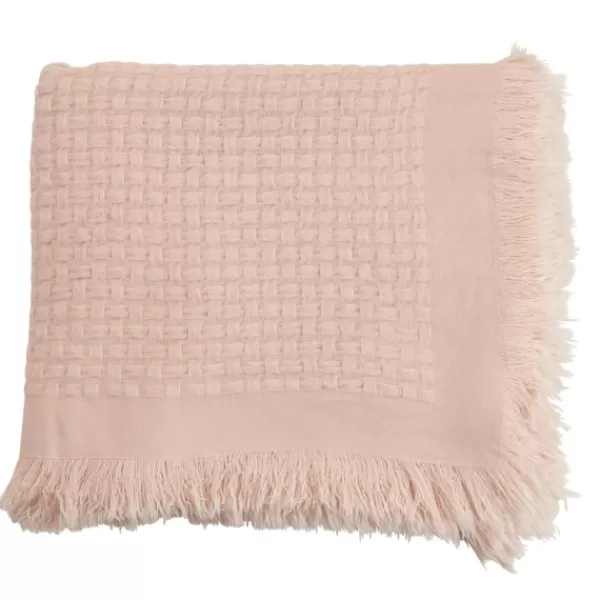 Blankets & Throws-Kirkland's Home Waffle Weave Throw Blanket Pink