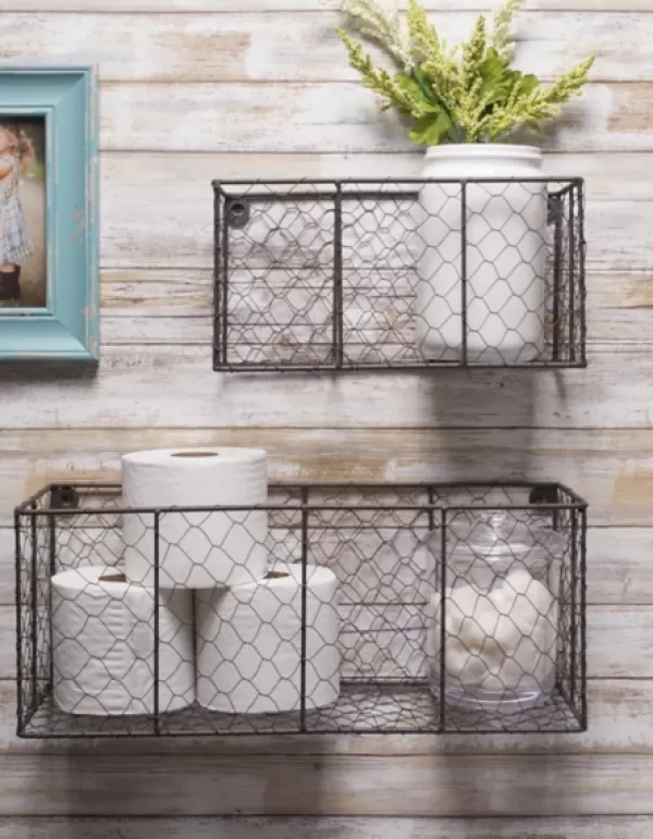 Wall Storage-Kirkland's Home Wall Hanging Chicken Wire Baskets, Set Of 2