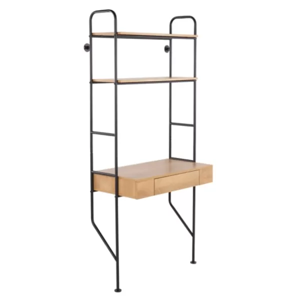 Office Furniture-Kirkland's Home Wall-Mounted Steel And Blonde Wood Desk