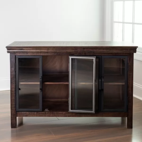 Cabinets & Sideboards-Kirkland's Home Walnut Henry Cabinet With Glass Doors Brown