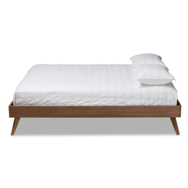 Beds & Headboards-Kirkland's Home Walnut Low Angled Leg King Bed Frame Brown