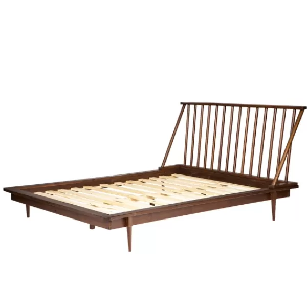 Beds & Headboards-Kirkland's Home Walnut Mid-Century Modern Queen Bed Frame Brown