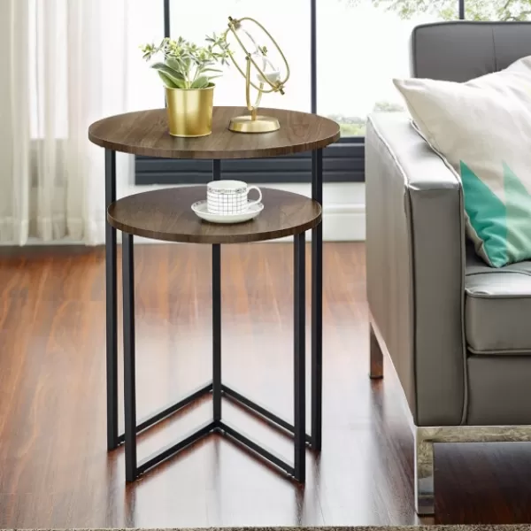 Accent & End Tables-Kirkland's Home Walnut Nesting V-Leg Accent Tables, Set Of 2 Brown