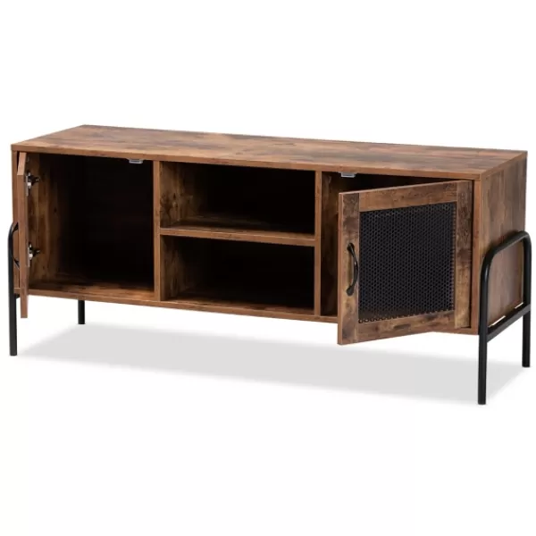 Tv Stands & Media Consoles-Kirkland's Home Walnut Wood 2-Door Tv Stand Brown