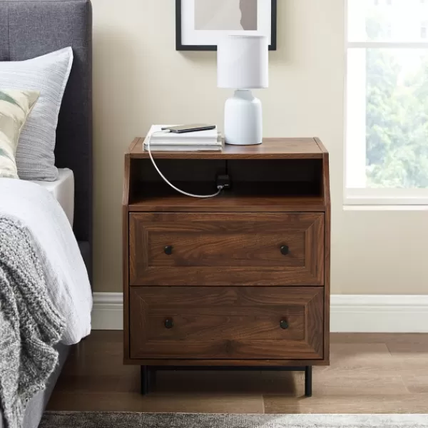 Nightstands-Kirkland's Home Warm Brown Curved Top Nightstand Table