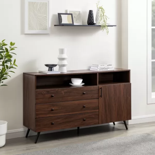Cabinets & Sideboards-Kirkland's Home Warm Brown Lizzy Mid-Century Modern Sideboard