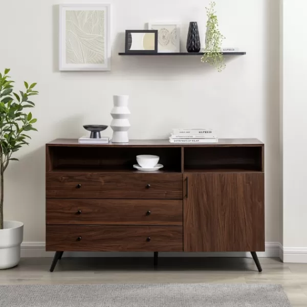 Cabinets & Sideboards-Kirkland's Home Warm Brown Lizzy Mid-Century Modern Sideboard