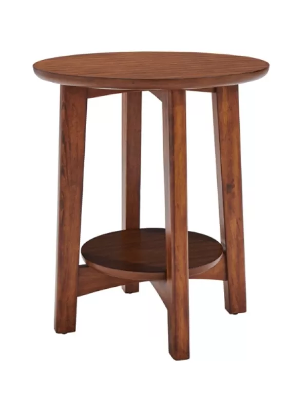 Accent & End Tables-Kirkland's Home Warm Chestnut Wood Round Accent Table Brown
