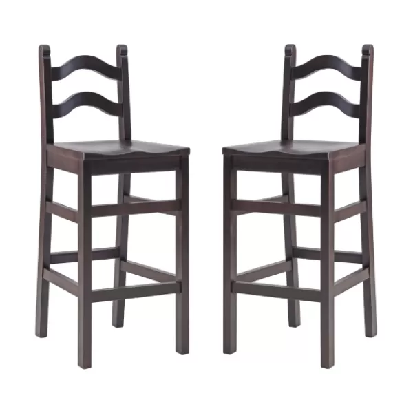 Bar Stools & Counter Height Stools-Kirkland's Home Warm Ladder Back Bar Stools, Set Of 2 Brown