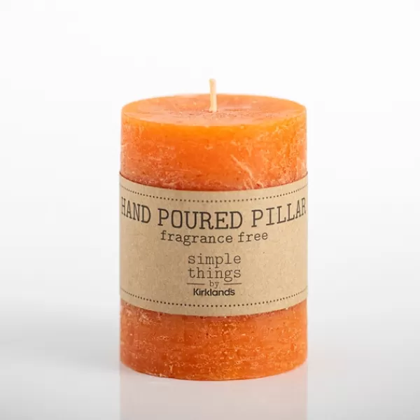 Candles-Kirkland's Home Warm Unscented Pillar Candle, 3X4 In. Orange