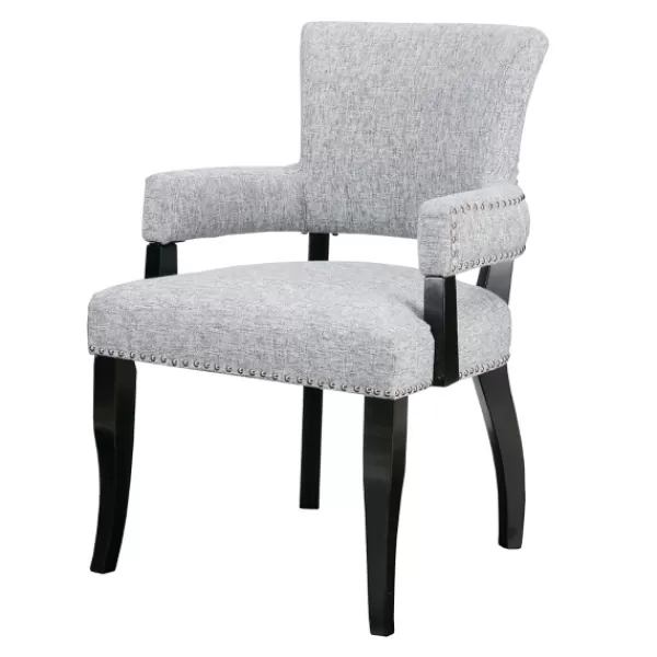 Dining Chairs-Kirkland's Home Warms Nailhead Trim Dining Chair Gray