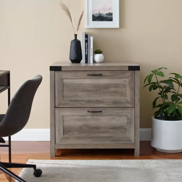 Office Furniture-Kirkland's Home Wash 2-Drawer Wood File Cabinet Gray