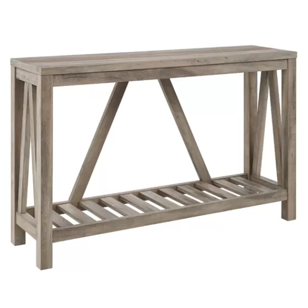 Console Tables-Kirkland's Home Wash A-Frame Console Table Gray