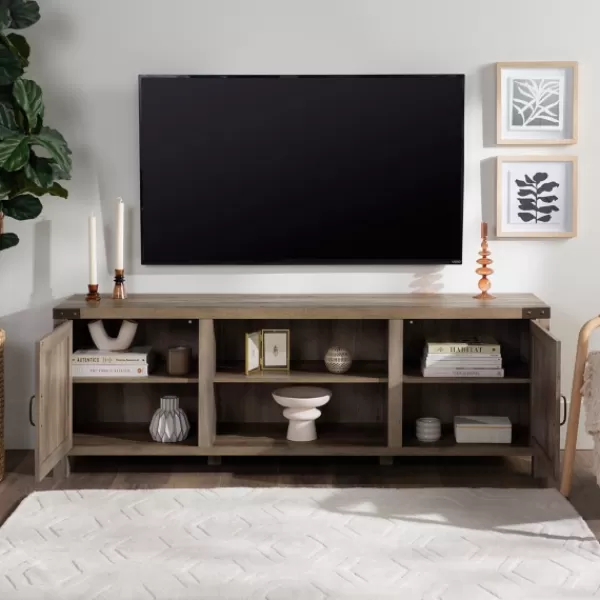 Tv Stands & Media Consoles-Kirkland's Home Wash Barn Door Tv Stand Gray