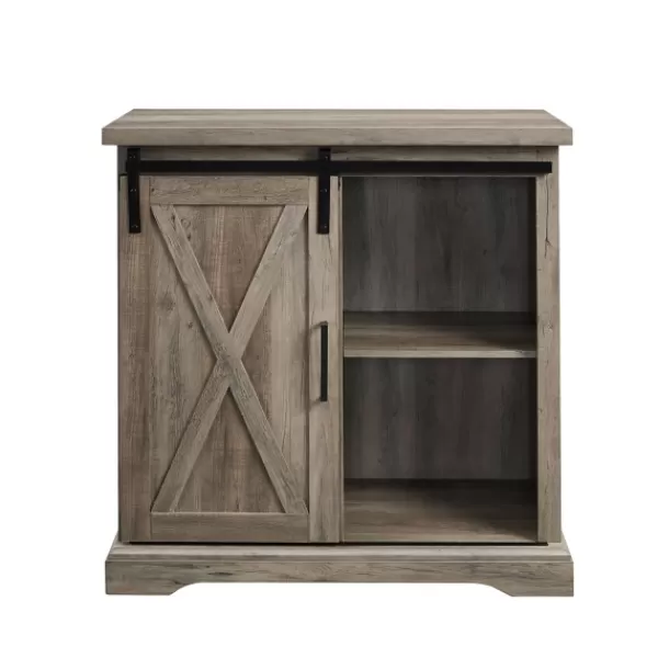 Cabinets & Sideboards-Kirkland's Home Wash Sliding Barn Door Cabinet Gray