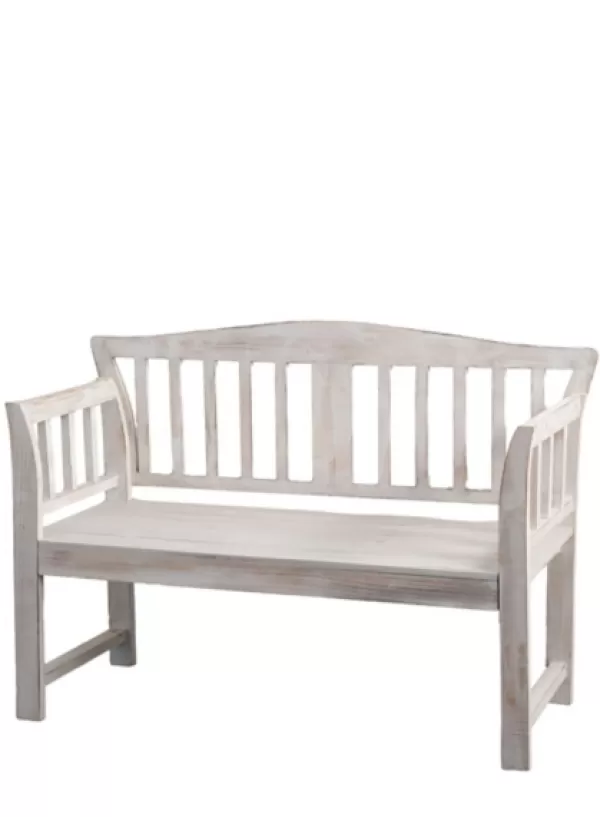 Benches & Ottomans-Kirkland's Home Washed Arched Wood Bench White