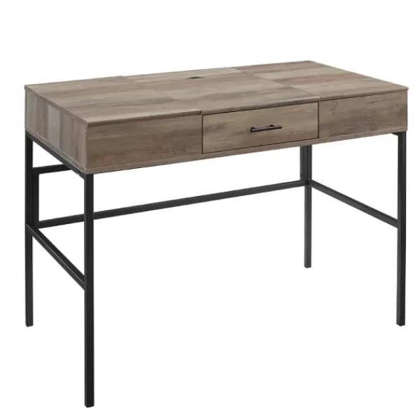 Office Furniture-Kirkland's Home Washed Lift Top Storage Desk Gray