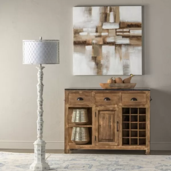 Floor Lamps-Kirkland's Home Washed Resin Encased Shade Floor Lamp White