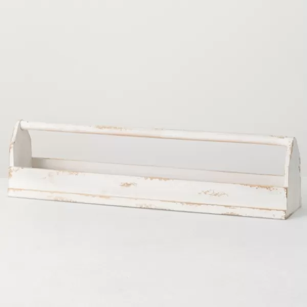Decorative Trays-Kirkland's Home Washed Wooden Tray With Handle White
