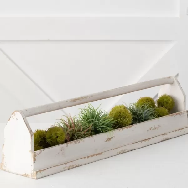 Decorative Trays-Kirkland's Home Washed Wooden Tray With Handle White