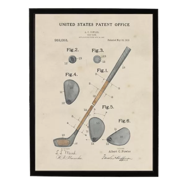 Framed Art-Kirkland's Home Watercolor Golf Club Framed Art Print Gray/Tan