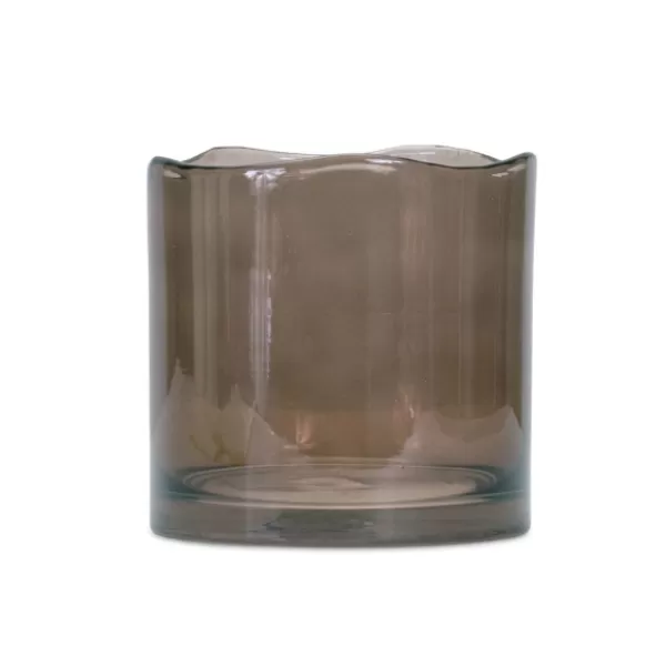 Vases-Kirkland's Home Wavy Glass Vase, 6 In. Brown