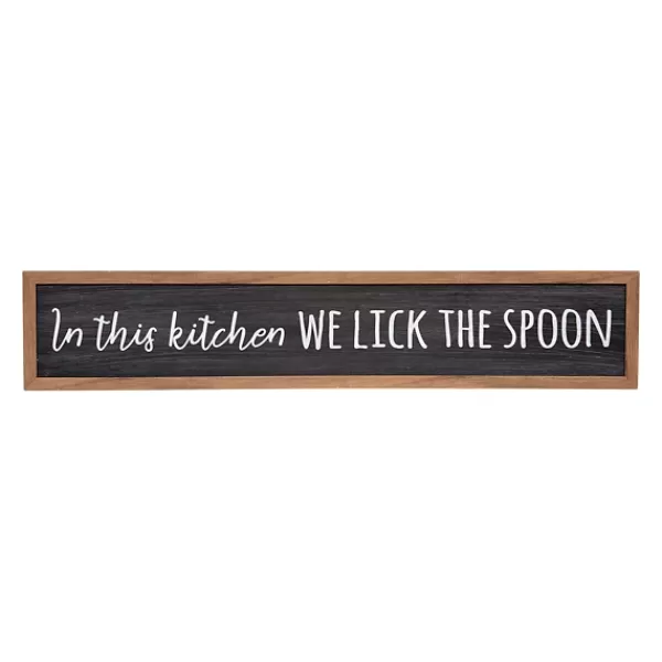 Wall Quotes & Signs-Kirkland's Home We Lick The Spoon Framed Wall Plaque Black/Brown