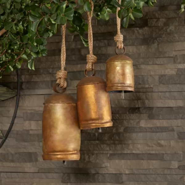 Decorative Accents-Kirkland's Home Weathered Decorative Bells, Set Of 3 Gold