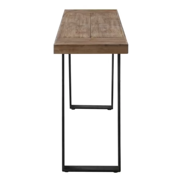 Console Tables-Kirkland's Home Weathered Oak And Metal Console Table Tan
