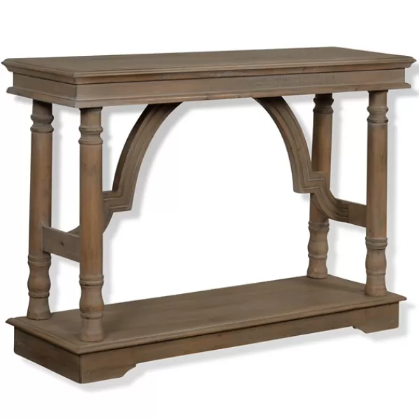 Console Tables-Kirkland's Home Weathered Wooden Trestle Console Table Brown