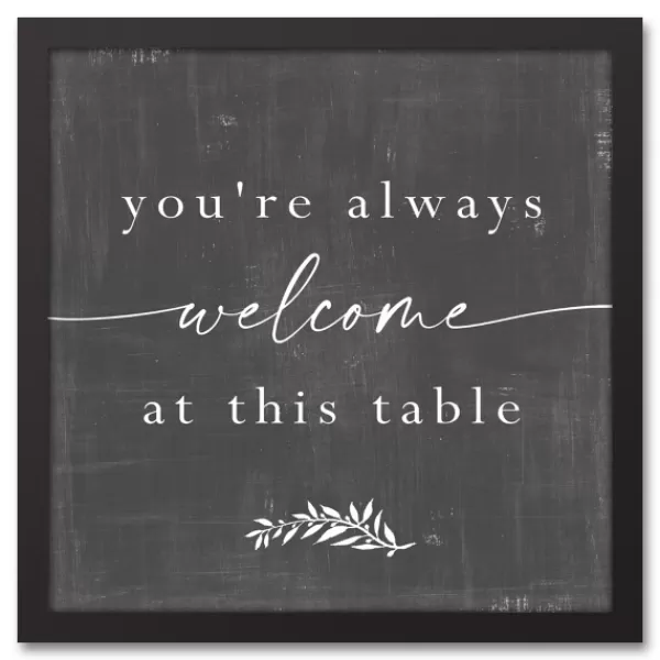 Wall Quotes & Signs-Kirkland's Home Welcome At This Table Black Framed Canvas Print Black/Gray