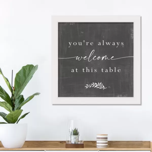 Wall Quotes & Signs-Kirkland's Home Welcome At This Table White Framed Canvas Print White/Gray