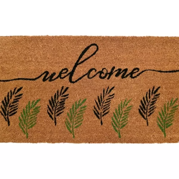 Doormats-Kirkland's Home Welcome Fern Doormat Tan/Black/Green