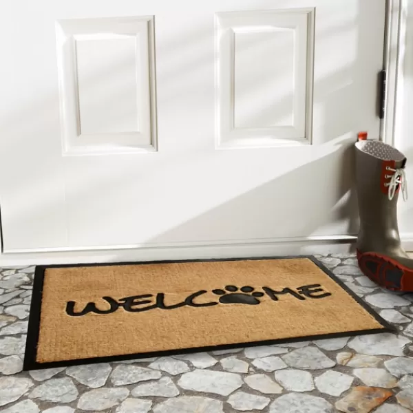 Doormats-Kirkland's Home Welcome Paw Doormat Tan/Black