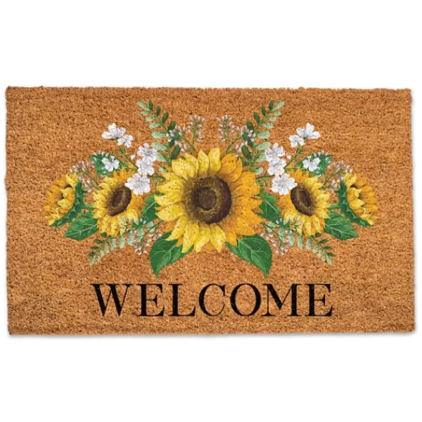 Doormats-Kirkland's Home Welcome Sunflower Mix Doormat Brown/Yellow