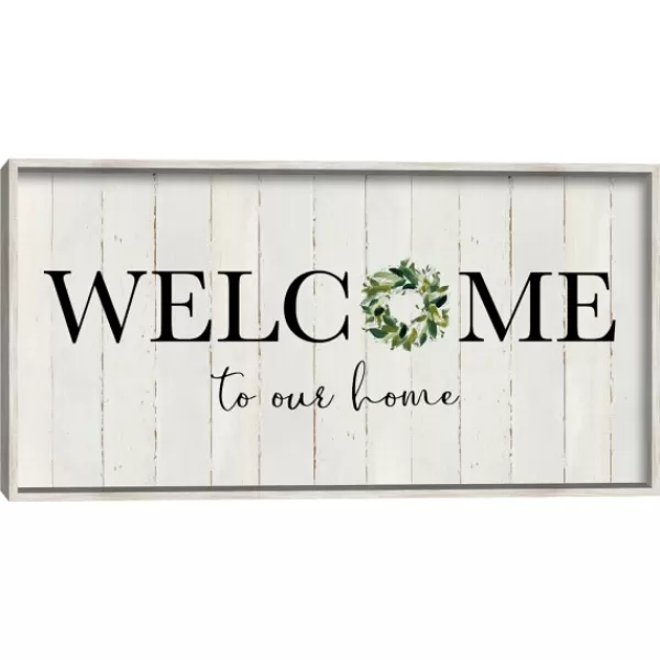 Wall Quotes & Signs-Kirkland's Home Welcome To Our Home Wreath Wall Plaque Ivory/Black