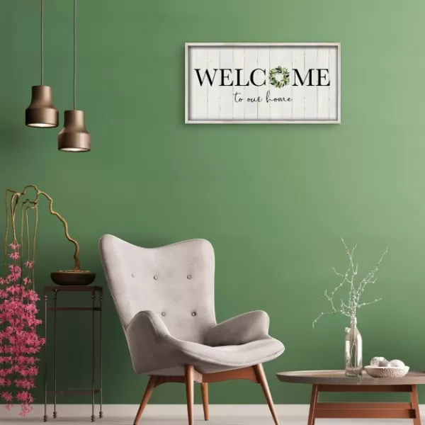 Wall Quotes & Signs-Kirkland's Home Welcome To Our Home Wreath Wall Plaque Ivory/Black