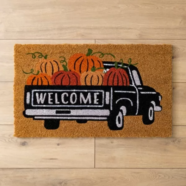Doormats-Kirkland's Home Welcome Truck With Pumpkins Doormat Tan/Black/Orange