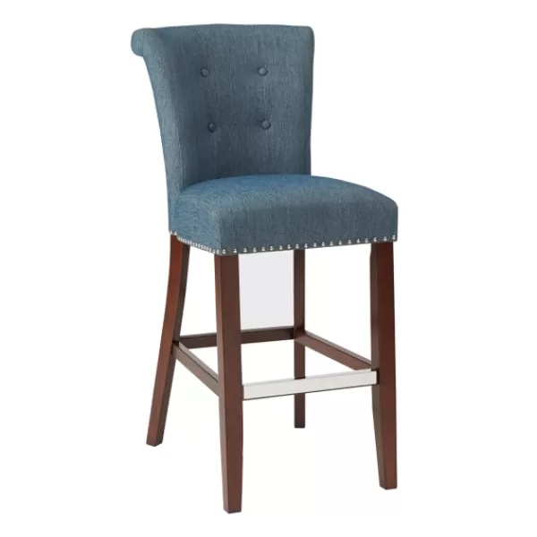 Bar Stools & Counter Height Stools-Kirkland's Home Wesley Tufted Bar Stool With Nailhead Trim Blue