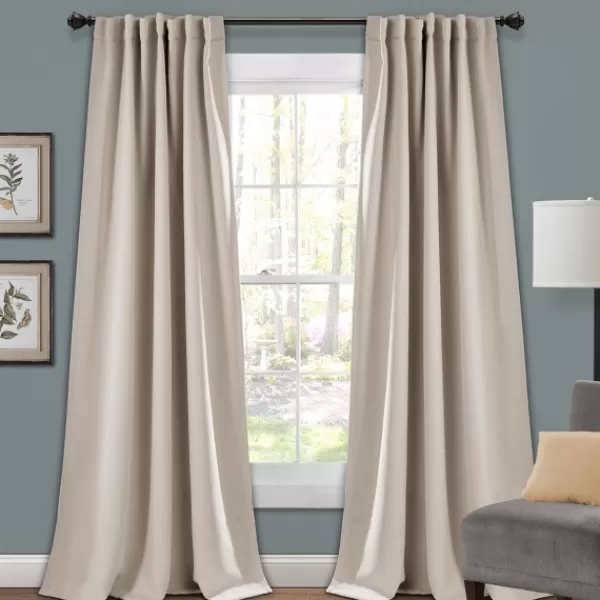 Curtains & Drapes-Kirkland's Home Wheat Back Tab Blackout Curtain Panel Set, 84 In. Tan
