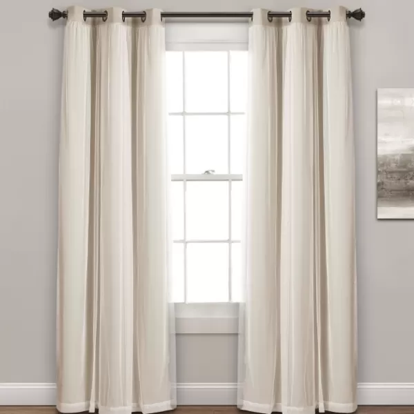 Curtains & Drapes-Kirkland's Home Wheat Curtain Panel Set With Overlay, 120 In. Ivory