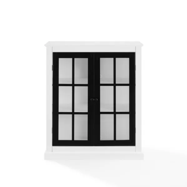 Cabinets & Sideboards-Kirkland's Home White And Black Windowpane Doors Cabinet White/Black
