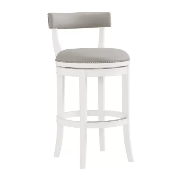 Bar Stools & Counter Height Stools-Kirkland's Home White And Faux Leather Swivel Bar Stool Gray