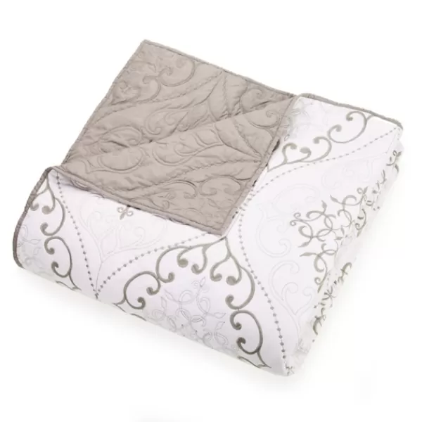 Quilts-Kirkland's Home White And Gray Pattern 3-Pc. King Quilt Set Gray/White